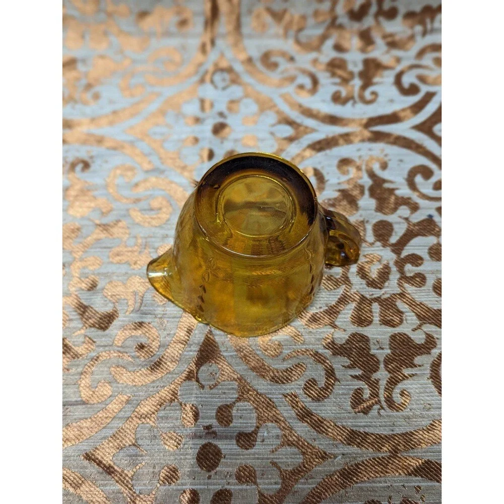 Vintage Amber Pressed Glass Creamer‎ and Tea Platter Tray Serving Dish Plate